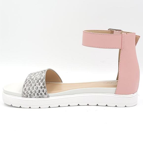 LOGO by Lori Goldstein Women Ankle Strap Sandals Olivia Size US 6.5M Pink Grey - Picture 3 of 6